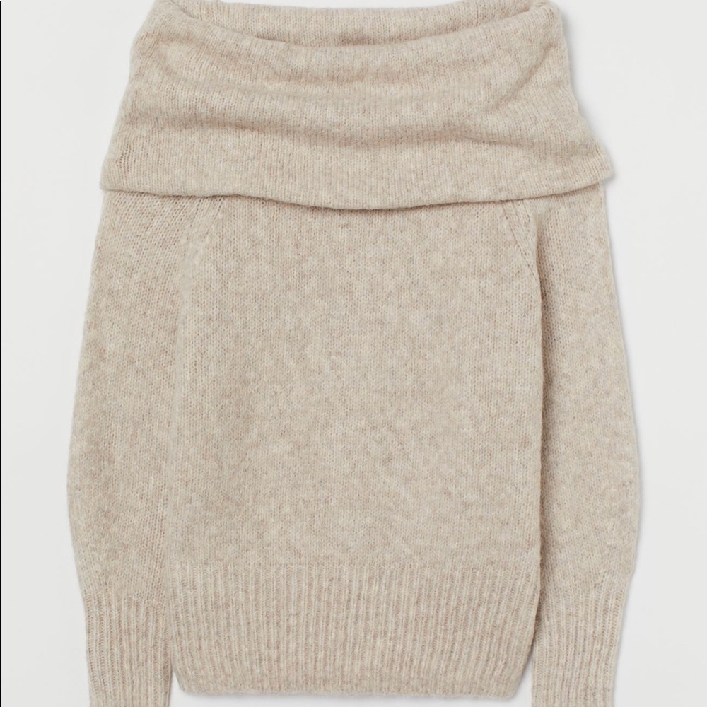 Oatmeal/Beige Off Shoulder H&M Sweater